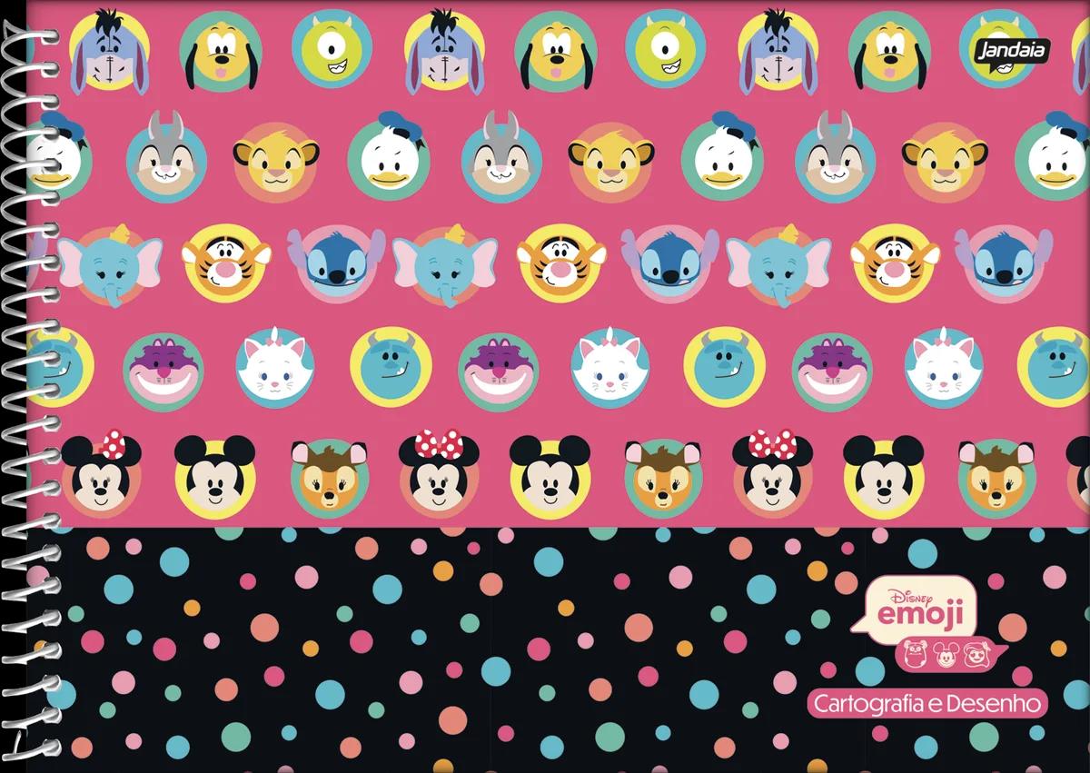 CADERNO ESPIRAL CAPA DURA 80 FOLHAS CARTOGRAFIA - DISNEY EMOJI
