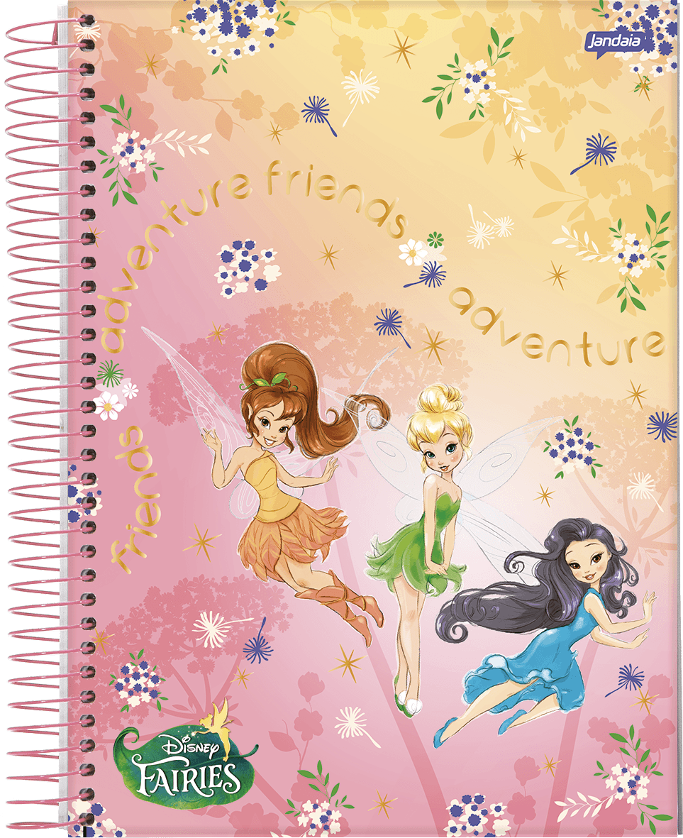 CADERNO ESPIRAL UNIVERSITÁRIO CAPA DURA 01 MATÉRIA 80 FOLHAS - FADAS DISNEY