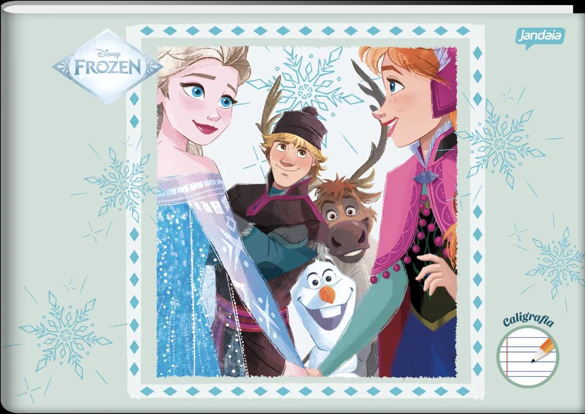 CADERNO BROCHURA CAPA DURA 1/4 40 FOLHAS CALIGRAFIA - FROZEN
