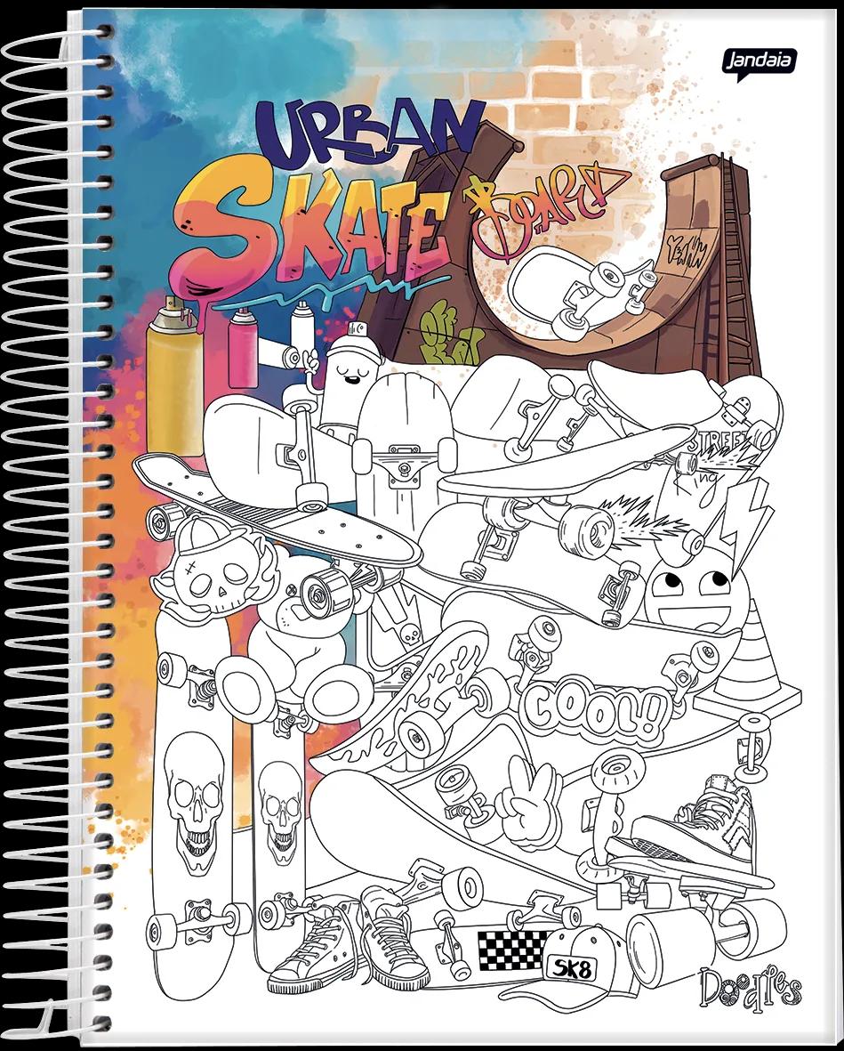 CADERNO ESPIRAL UNIVERSITÁRIO CAPA DURA 01 MATÉRIA 80 FOLHAS - DOODLES — miniatura 3