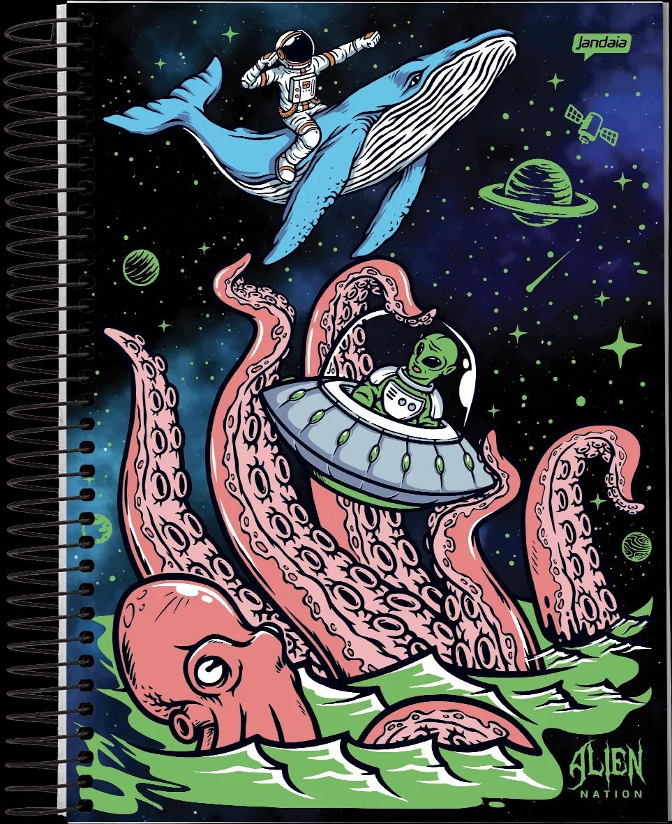 CADERNO ESPIRAL UNIVERSITÁRIO CAPA DURA 01 MATÉRIA 80 FOLHAS - ALIEN NATION