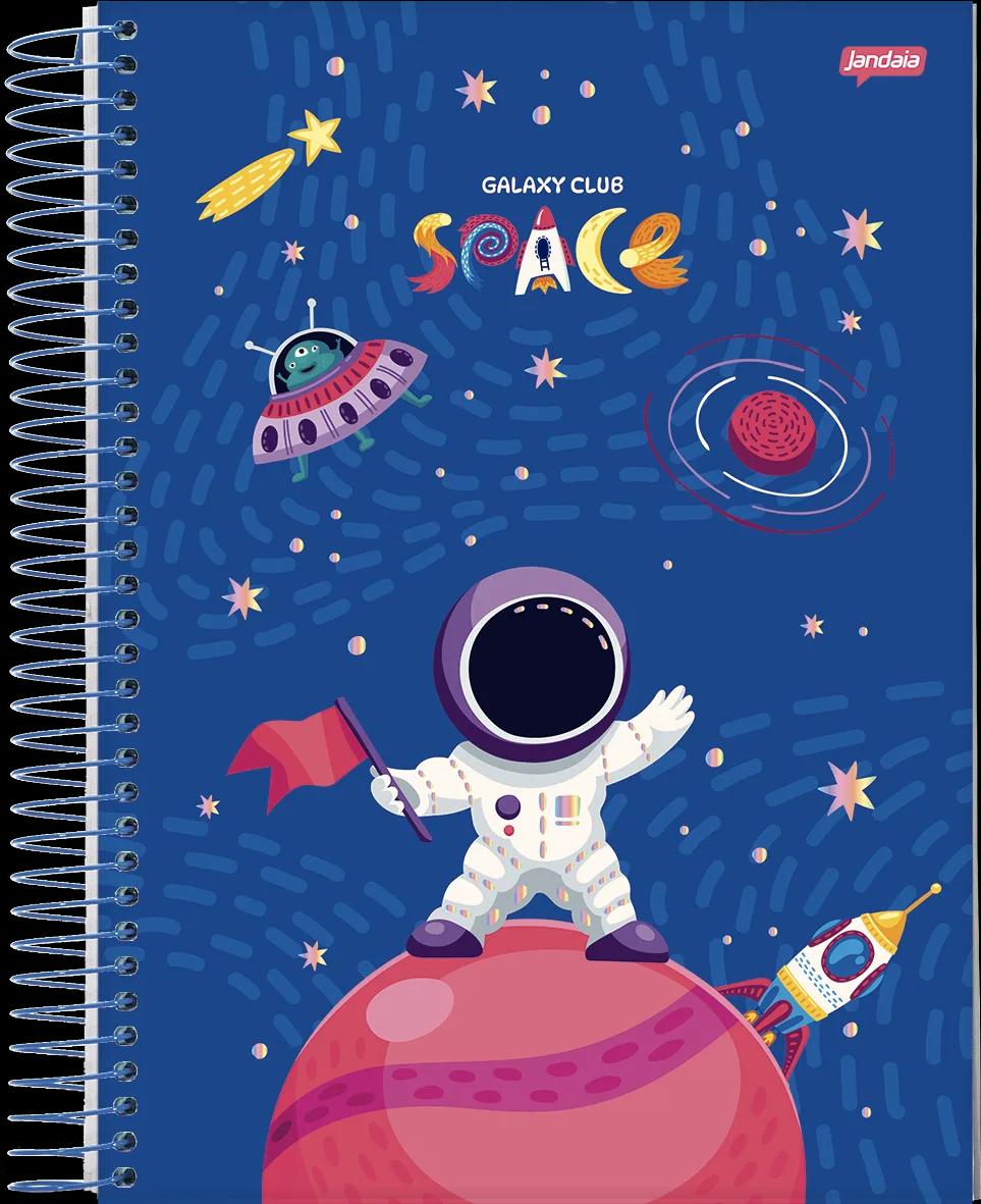 CADERNO ESPIRAL UNIVERSITÁRIO CAPA DURA 10 MATÉRIAS 160 FOLHAS - GALAXY CLUB SPACE