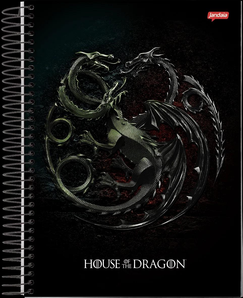 CADERNO ESPIRAL UNIVERSITÁRIO CAPA DURA 10 MATÉRIAS 160 FOLHAS - HOUSE OF THE DRAGON