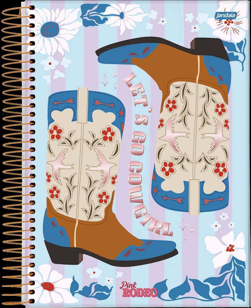 CADERNO ESPIRAL UNIVERSITÁRIO CAPA DURA 01 MATÉRIA 80 FOLHAS - PINK RODEO