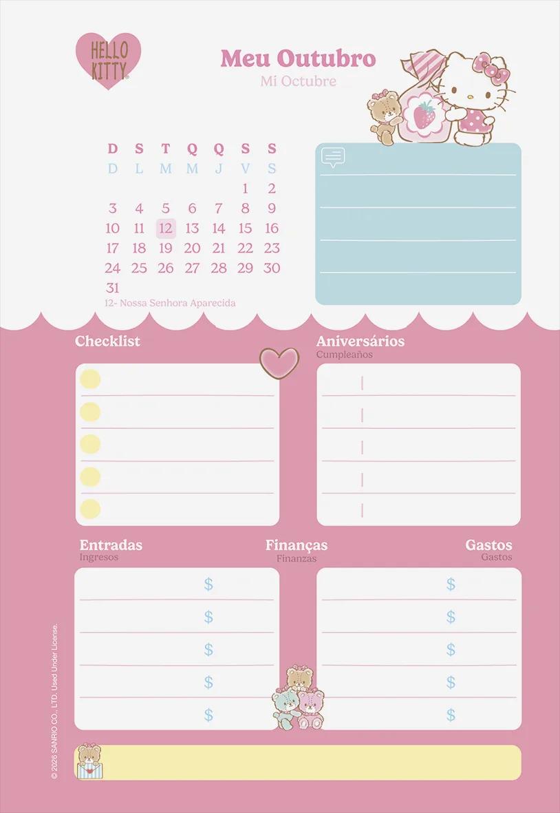 AGENDA DIARIA LOMBADA QUADRADA 138X200MM - HELLO KITTY — miniatura 5
