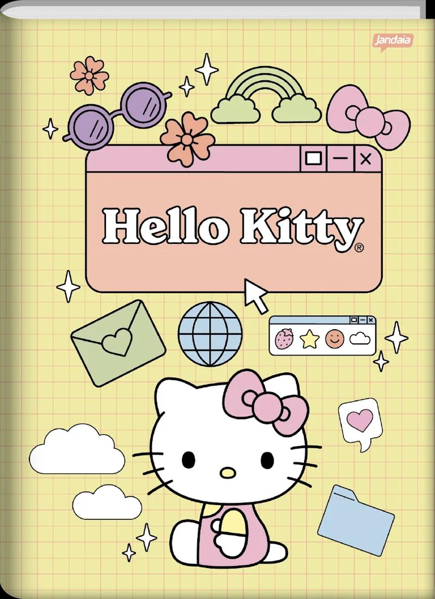 CADERNO BROCHURA CAPA DURA 1/4 80 FOLHAS - HELLO KITTY