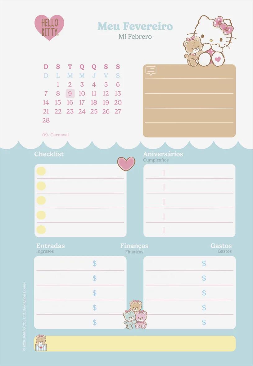 AGENDA DIARIA LOMBADA QUADRADA 117X162MM - HELLO KITTY — miniatura 6
