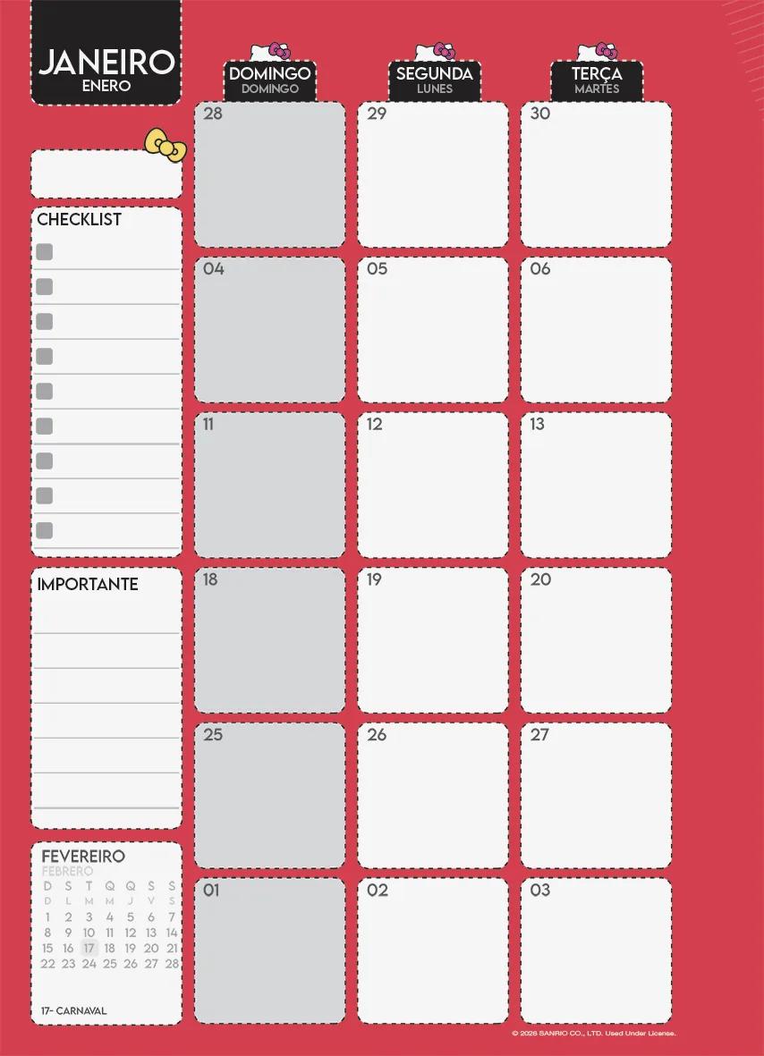 AGENDA PLANEJAMENTO LOMBADA QUADRADA 175X242MM - HELLO KITTY — miniatura 3