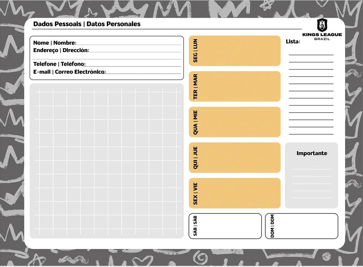 CADERNO ESPIRAL CARTOGRAFIA 275X200MM 80FLS - KINGS LEAGUE BRAZIL — miniatura 3