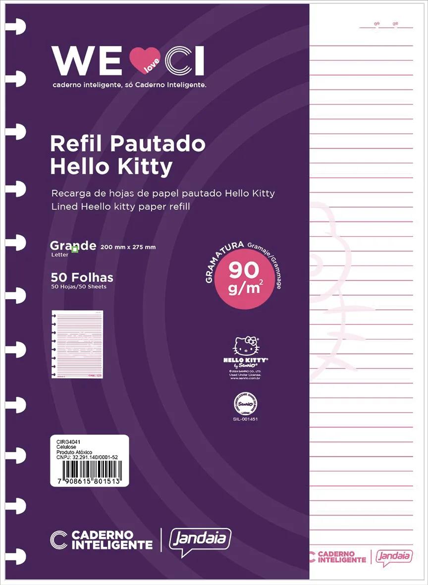CADERNO INTELIGENTE REFIL 1/4 50FLS 01/PT HELLO KITTY