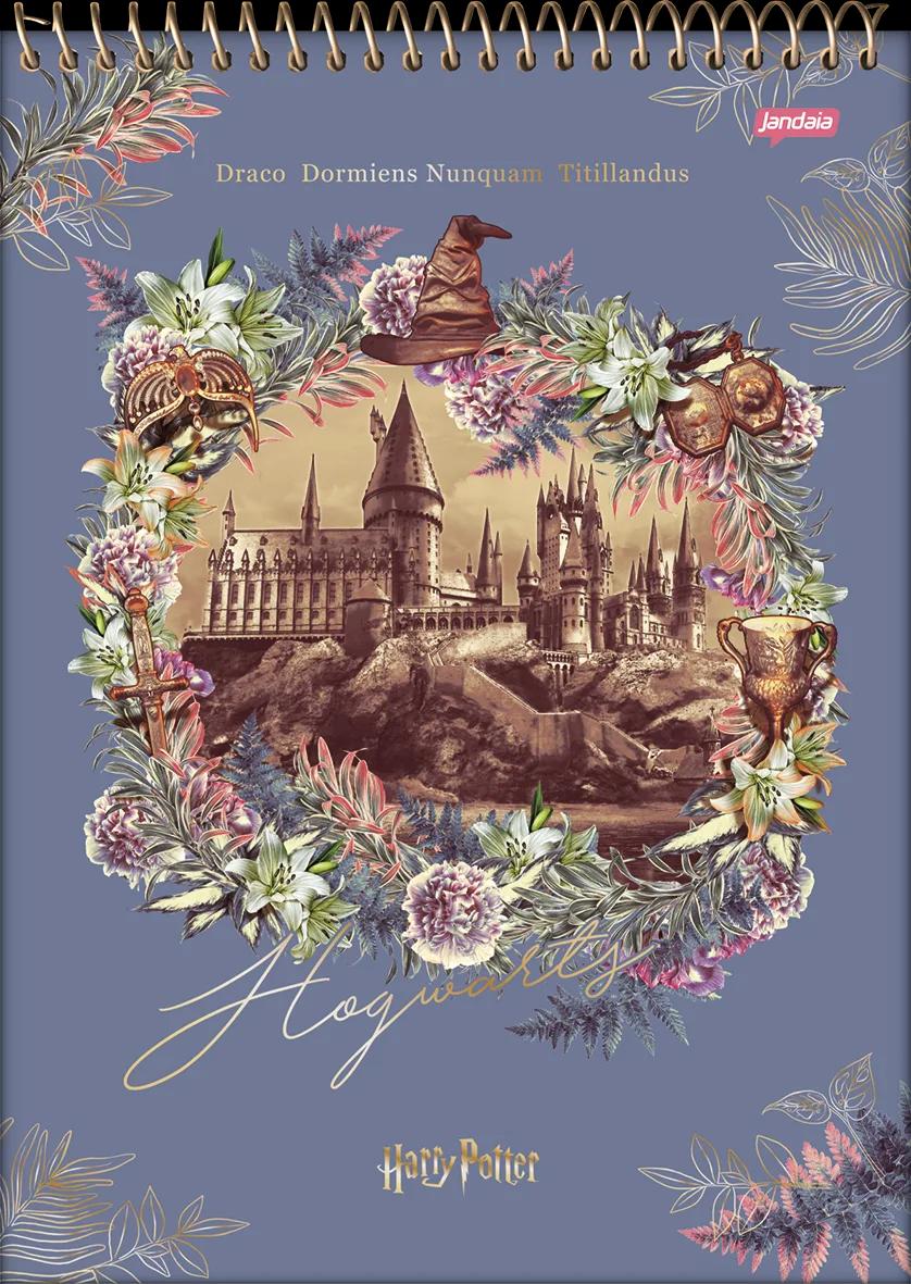 CADERNO ESPIRAL DE TOPO PARA CANHOTO UNIVERSITÁRIO CAPA DURA 01 MATÉRIA 80 FOLHAS - HARRY POTTER