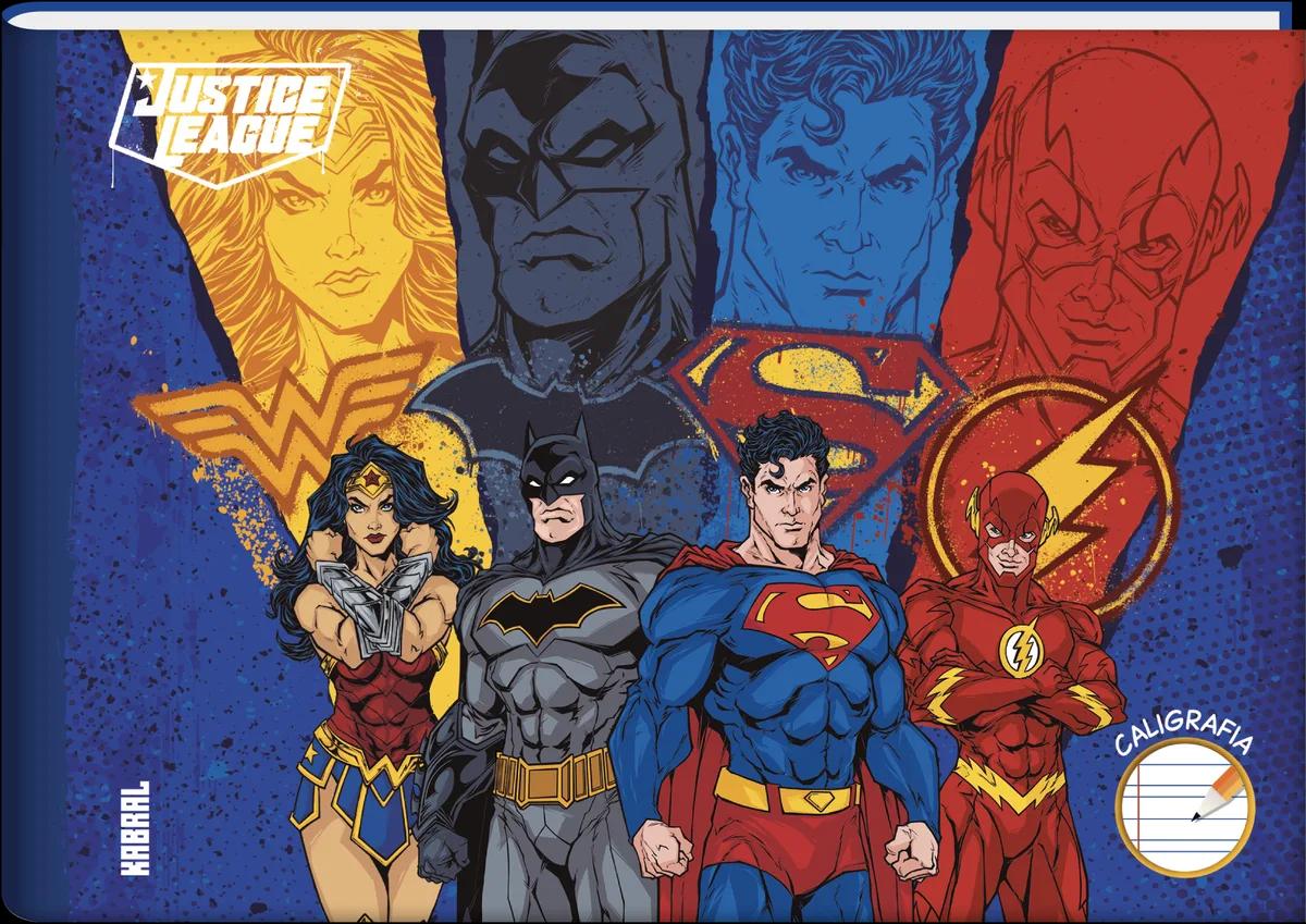 CADERNO BROCHURA CAPA DURA 1/4 40 FOLHAS CALIGRAFIA - LIGA DA JUSTIÇA