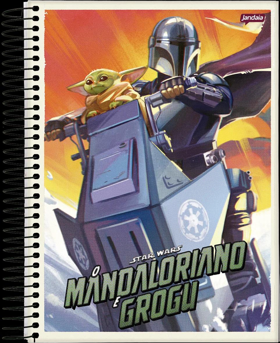 CADERNO ESPIRAL UNIVERSITÁRIO CAPA DURA 01 MATÉRIA 80 FOLHAS - MANDALORIANO E GROGU — miniatura 4