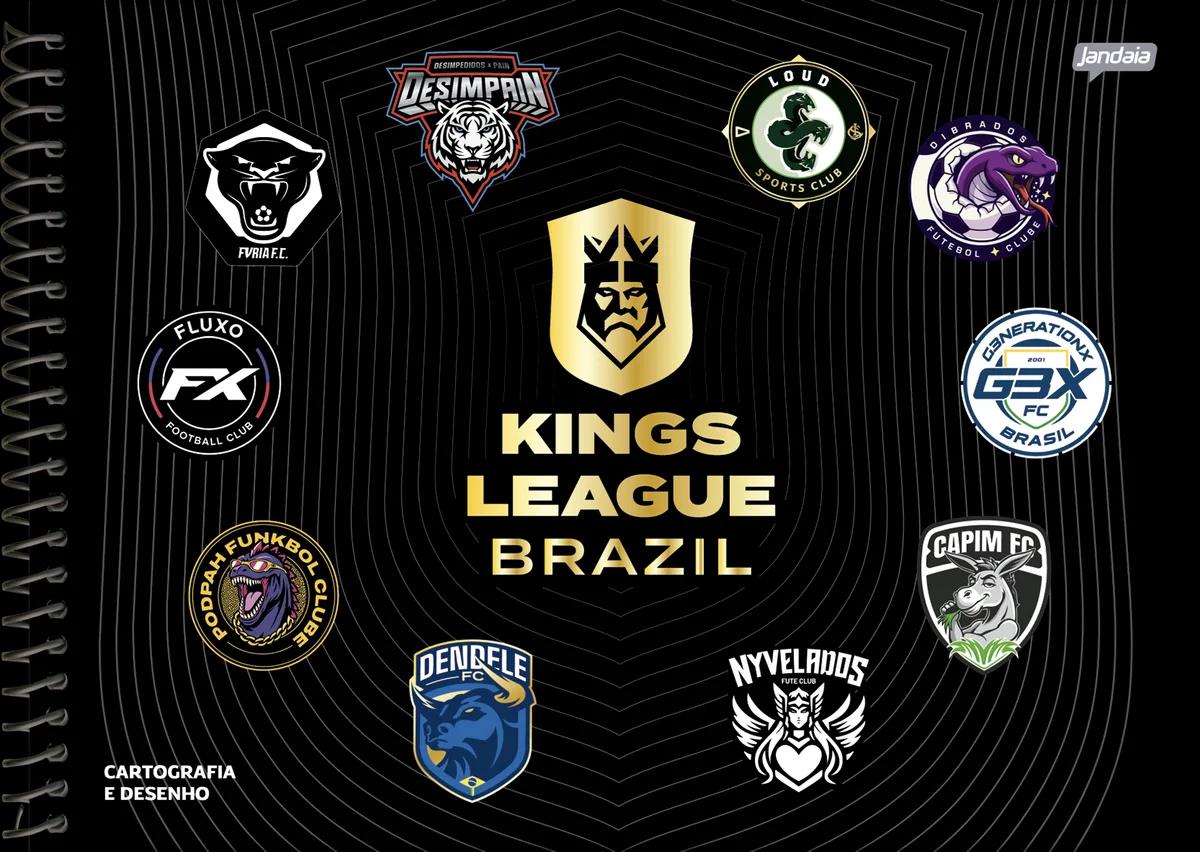 CADERNO ESPIRAL CARTOGRAFIA 275X200MM 80FLS - KINGS LEAGUE BRAZIL
