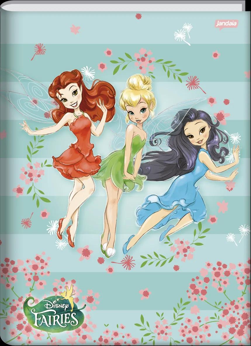 CADERNO BROCHURA CAPA DURA 1/4 80 FOLHAS - FADAS DISNEY