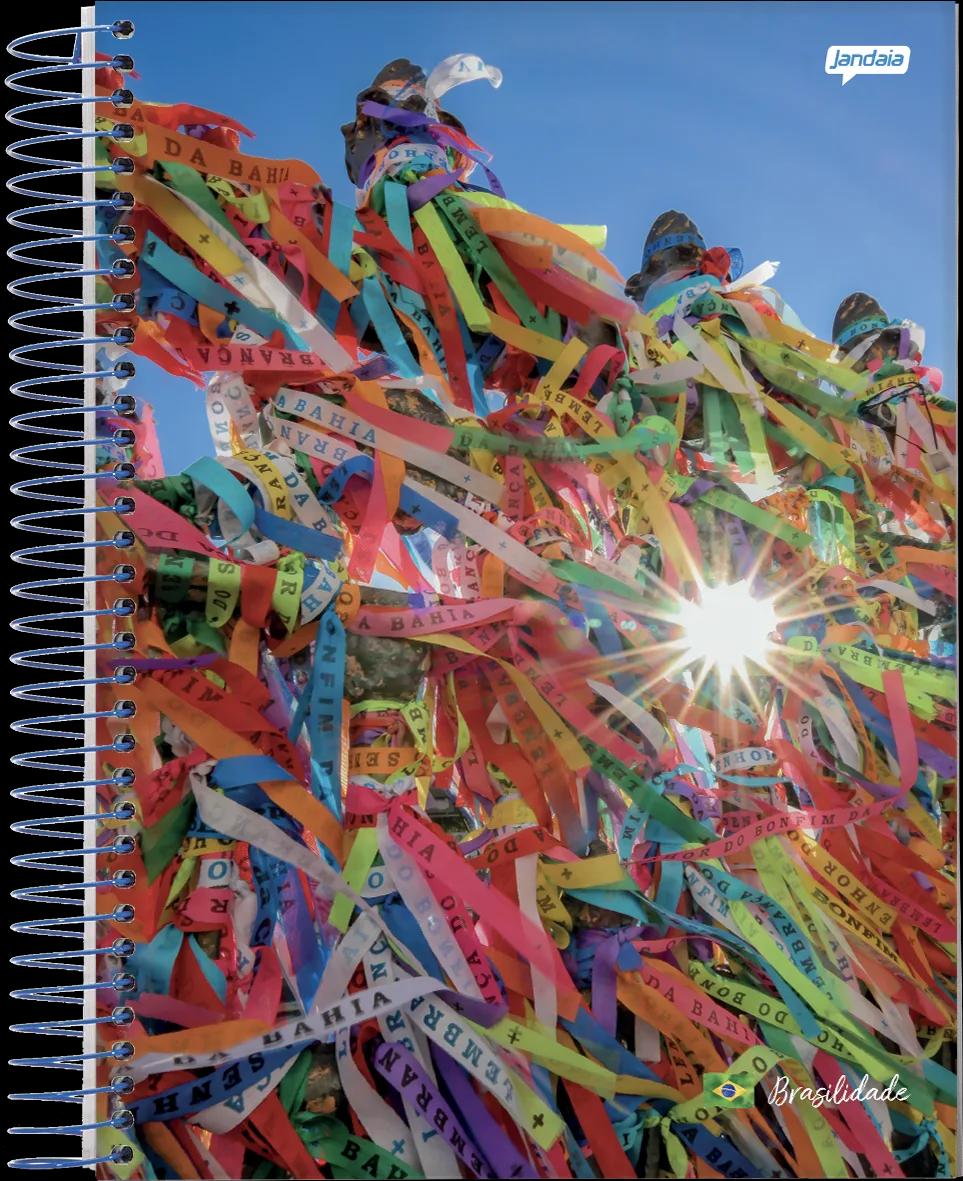 CADERNO ESPIRAL 1/4 CAPA FLEXÍVEL 96 FOLHAS - BRASILIDADE