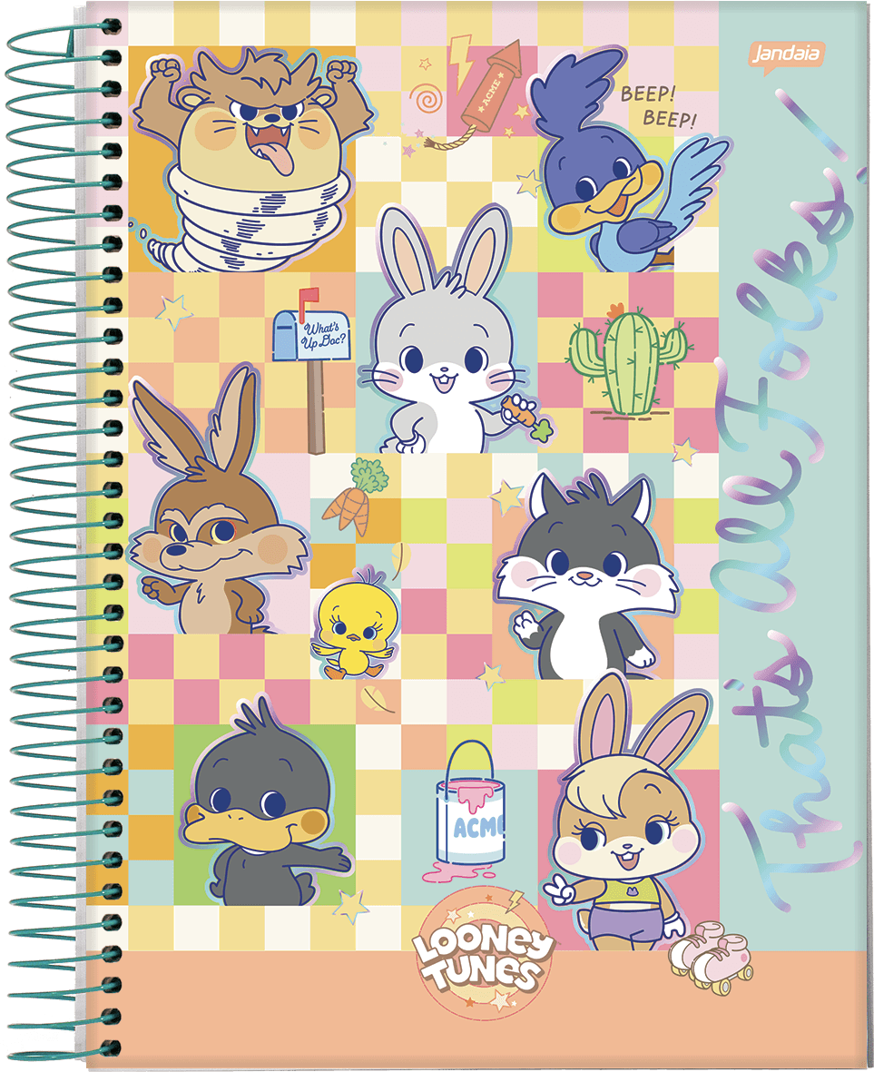CADERNO ESPIRAL UNIVERSITÁRIO CAPA DURA 01 MATÉRIA 80 FOLHAS - GOKKO: LOONEY TUNES