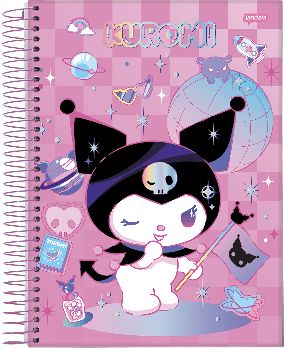 CADERNO ESPIRAL UNIVERSITÁRIO CAPA DURA 10 MATÉRIAS 160 FOLHAS - KUROMI