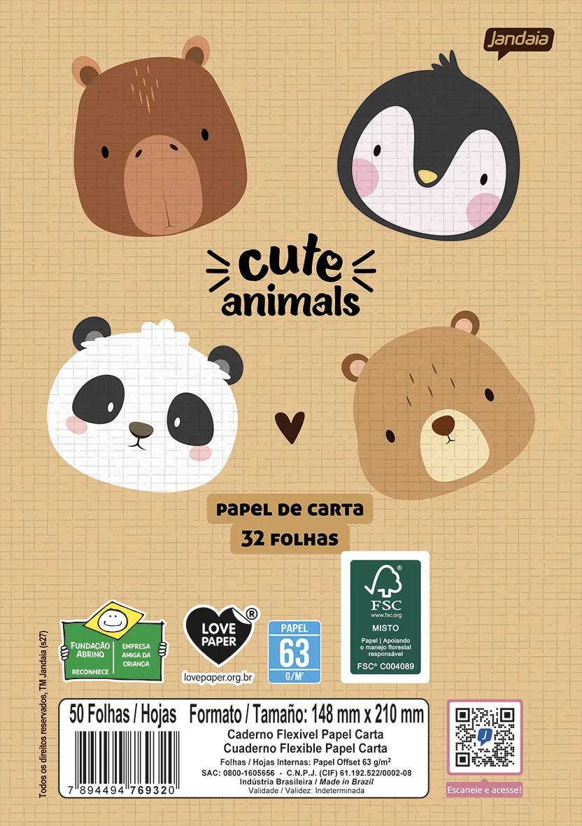 CADERNO FLEXÍVEL PAPEL CARTA - CUTE ANIMALS