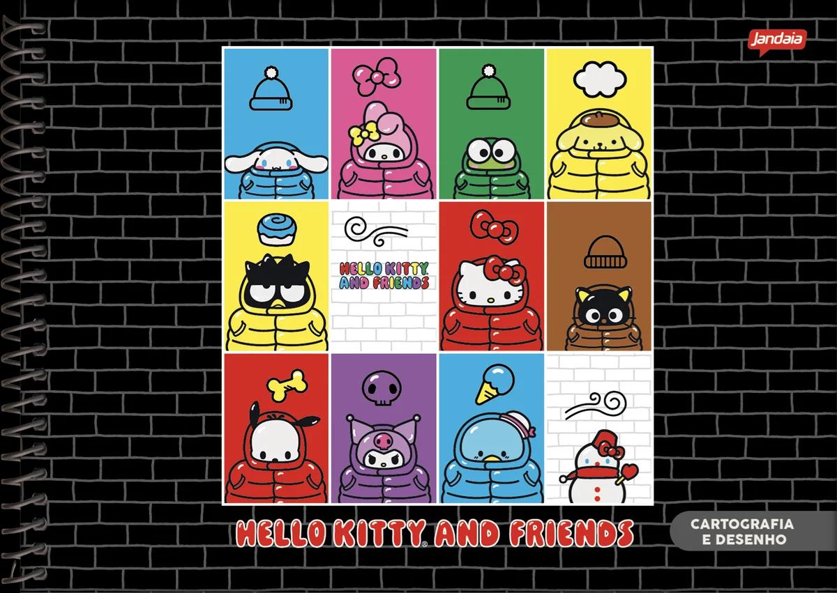 CADERNO ESPIRAL CAPA DURA 80 FOLHAS CARTOGRAFIA - HELLO KITTY & AMIGOS