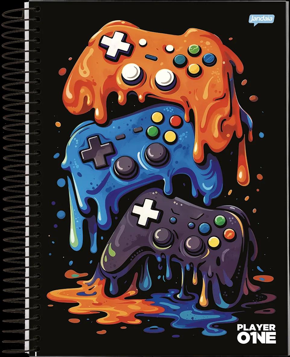 CADERNO ESPIRAL UNIVERSITÁRIO CAPA DURA 01 MATÉRIA 80 FOLHAS - PLAYER ONE