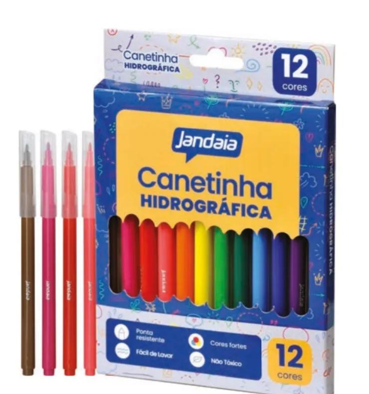 CANETA HIDROGRAFICA 12 CORES PREMIUM - JANDAIA