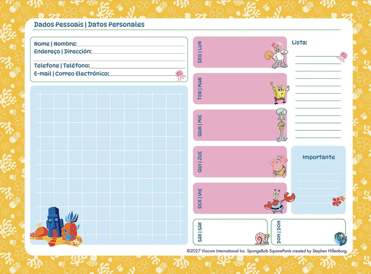 CADERNO ESPIRAL CAPA DURA 80 FOLHAS CARTOGRAFIA - BOB ESPONJA — miniatura 3