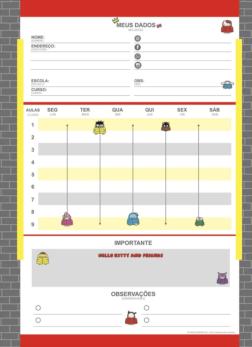 CADERNO ESPIRAL UNIVERSITÁRIO CAPA DURA 01 MATÉRIA 80 FOLHAS - HELLO KITTY & AMIGOS — miniatura 13