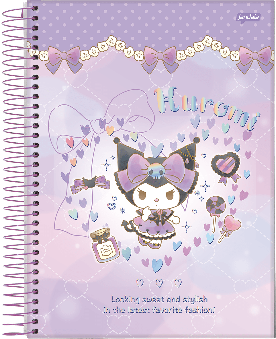 CADERNO ESPIRAL UNIVERSITÁRIO CAPA DURA 01 MATÉRIA 80 FOLHAS - KUROMI — miniatura 3