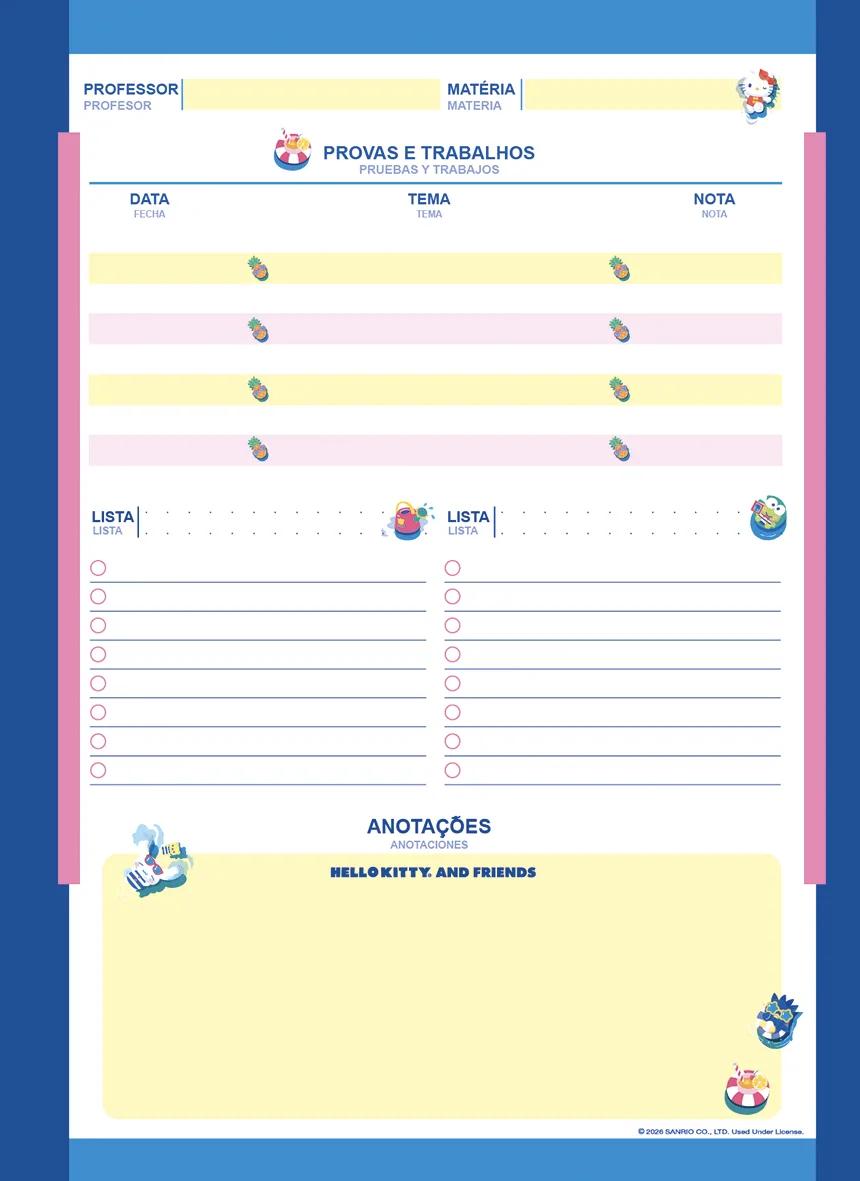 CADERNO ESPIRAL UNIVERSITÁRIO CAPA DURA 10 MATÉRIAS 160 FOLHAS - HELLO KITTY & AMIGOS BUBBLE — miniatura 10