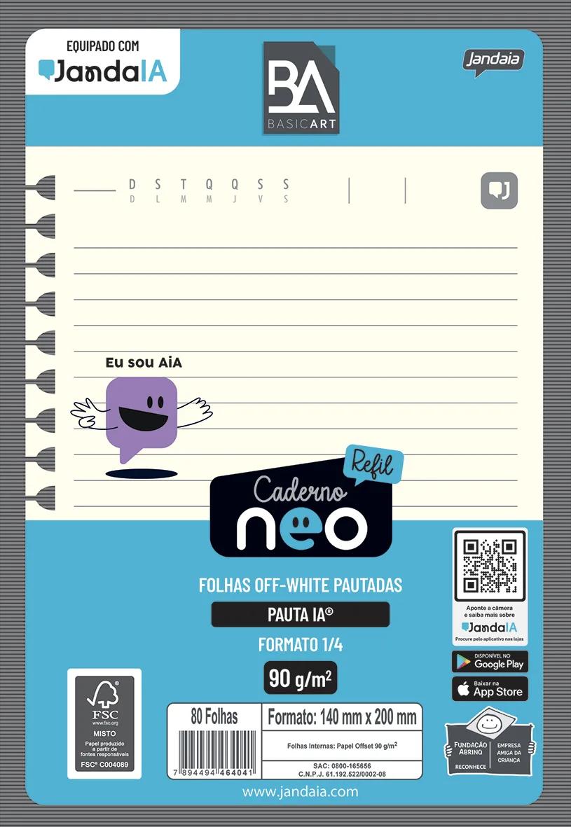 CADERNO 1/4 UNINEO OFFWHITE PAUTA IA 140X200MM 80FLS - BASIC ART