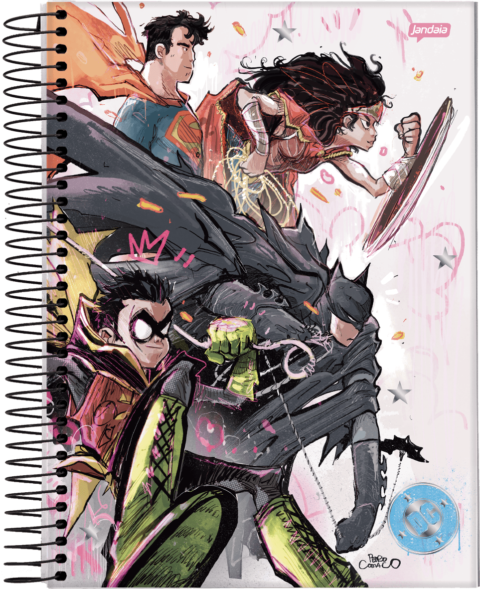 CADERNO ESPIRAL UNIVERSITÁRIO CAPA DURA 10 MATÉRIAS 160 FOLHAS - DC COMICS
