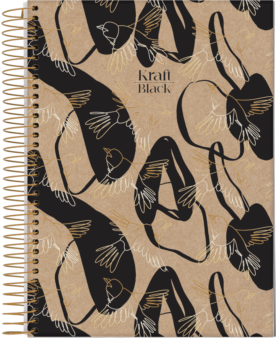 CADERNO ESPIRAL CAPA DURA 1/8 80 FOLHAS - KRAFT BLACK