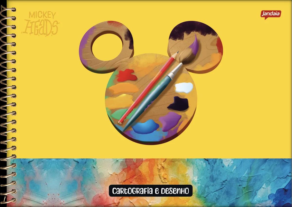 CADERNO ESPIRAL CAPA DURA 80 FOLHAS CARTOGRAFIA - MICKEY HEADS