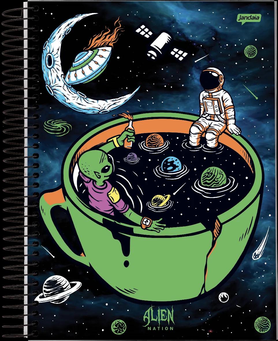 CADERNO ESPIRAL UNIVERSITÁRIO CAPA DURA 15 MATÉRIAS 240 FOLHAS - ALIEN NATION — miniatura 2