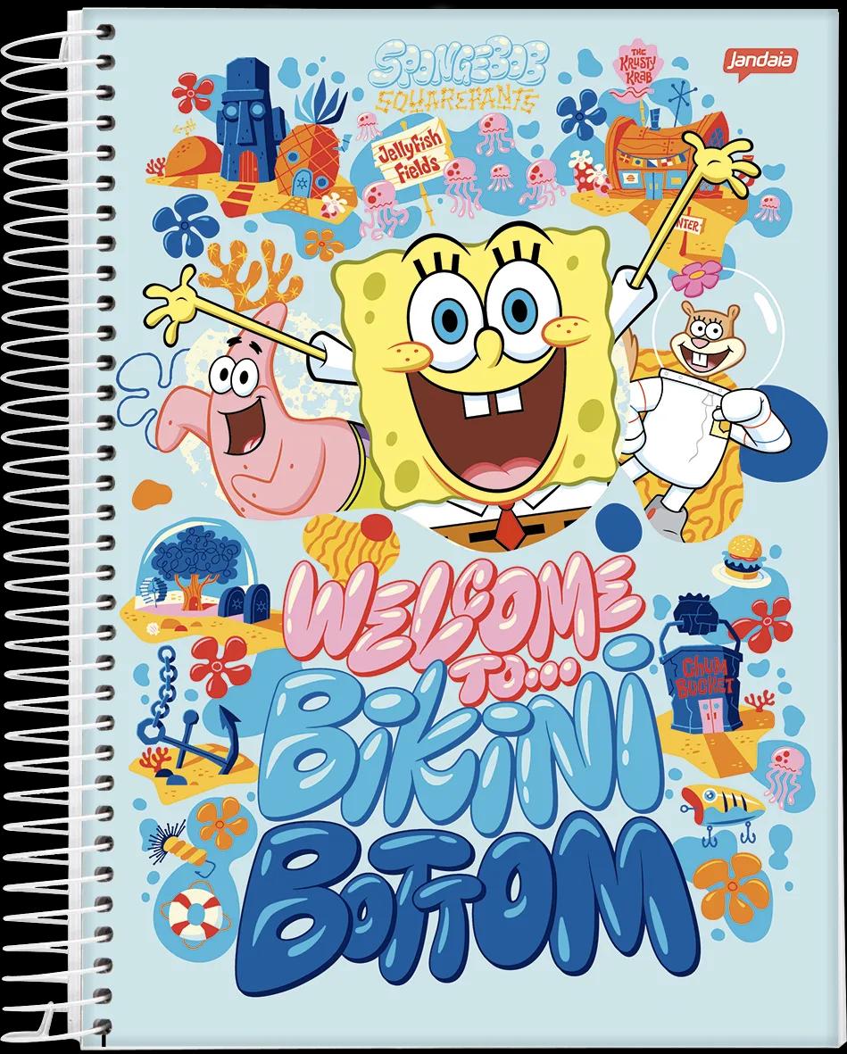 CADERNO ESPIRAL UNIVERSITÁRIO CAPA DURA 01 MATÉRIA 80 FOLHAS - BOB ESPONJA — miniatura 4