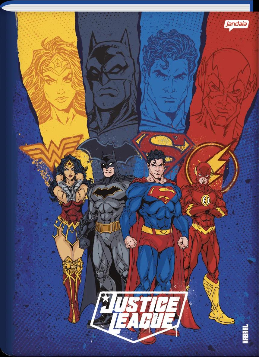 CADERNO BROCHURA CAPA DURA 1/4 80 FOLHAS - LIGA DA JUSTIÇA