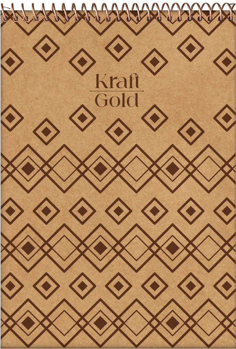 CADERNETA APONTAMENTO ESPIRAL CAPA DURA 80 FOLHAS - KRAFT GOLD — miniatura 3
