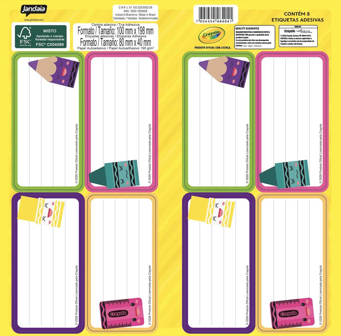 ETIQUETA DE IDENTIFICAÇÃO - CRAYOLA