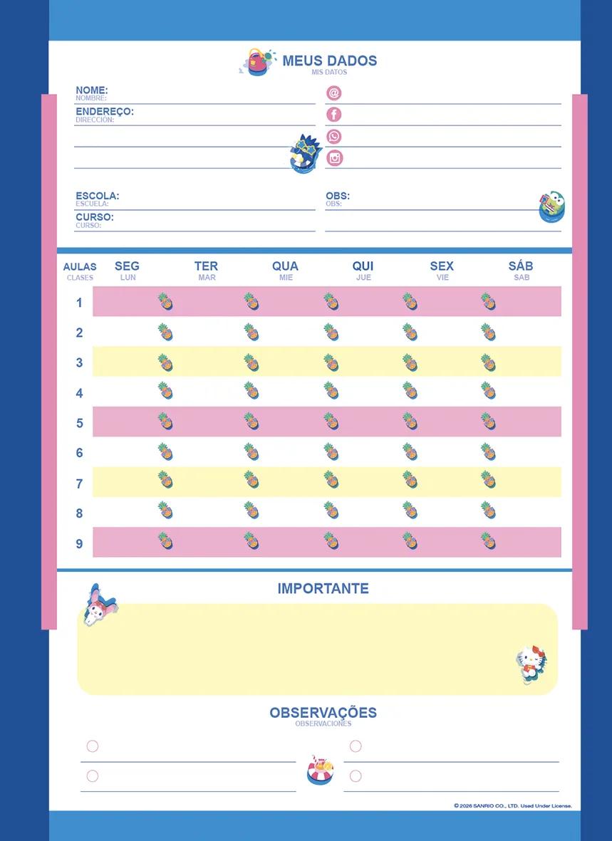 CADERNO ESPIRAL UNIVERSITÁRIO CAPA DURA 01 MATÉRIA 80 FOLHAS - HELLO KITTY & AMIGOS BUBBLE — miniatura 11