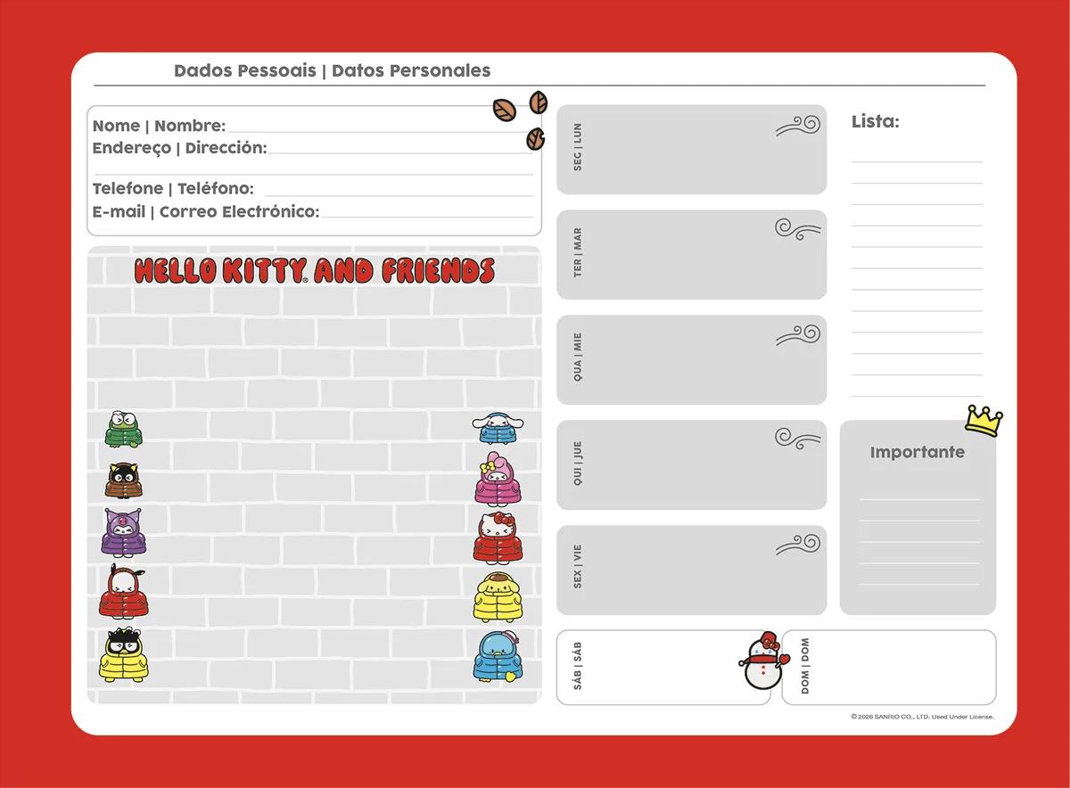 CADERNO ESPIRAL CAPA DURA 80 FOLHAS CARTOGRAFIA - HELLO KITTY & AMIGOS — miniatura 3