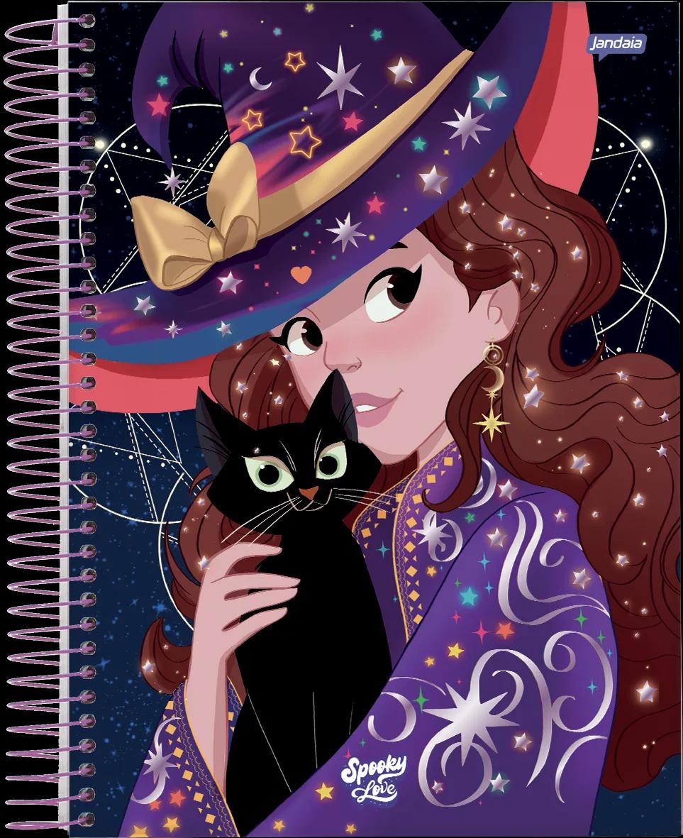 CADERNO ESPIRAL UNIVERSITÁRIO CAPA DURA 10 MATÉRIAS 160 FOLHAS - SPOOKY LOVE — miniatura 2
