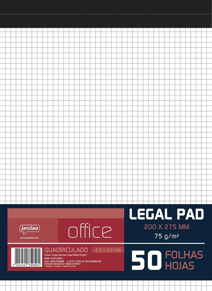 CADERNO BLOCADO UNIV QUAD LEGAL PAD 200X275MM 50 FOLHAS - OFFICE COLLECTION