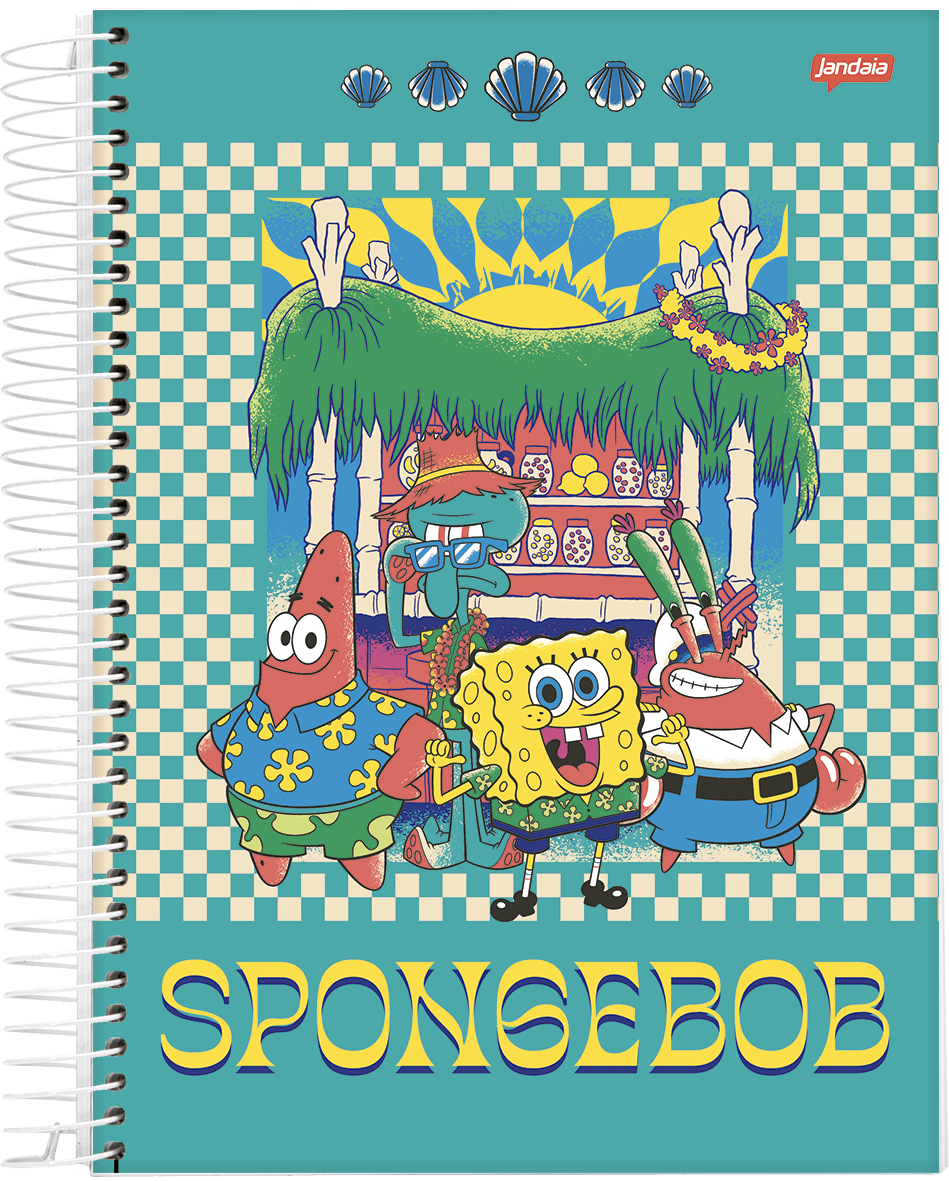 CADERNO ESPIRAL UNIVERSITÁRIO CAPA DURA 15 MATÉRIAS 240 FOLHAS - BOB ESPONJA