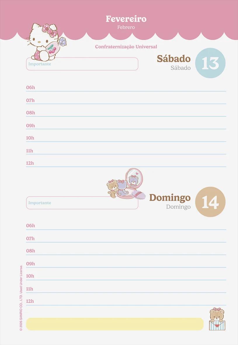 AGENDA DIARIA LOMBADA QUADRADA 138X200MM - HELLO KITTY — miniatura 3