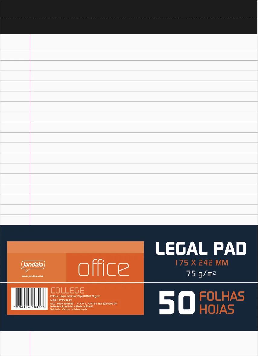 CADERNO BLOCADO LEGAL PAD COLLEGE 175X242MM 50 FOLHAS - OFFICE COLLECTION
