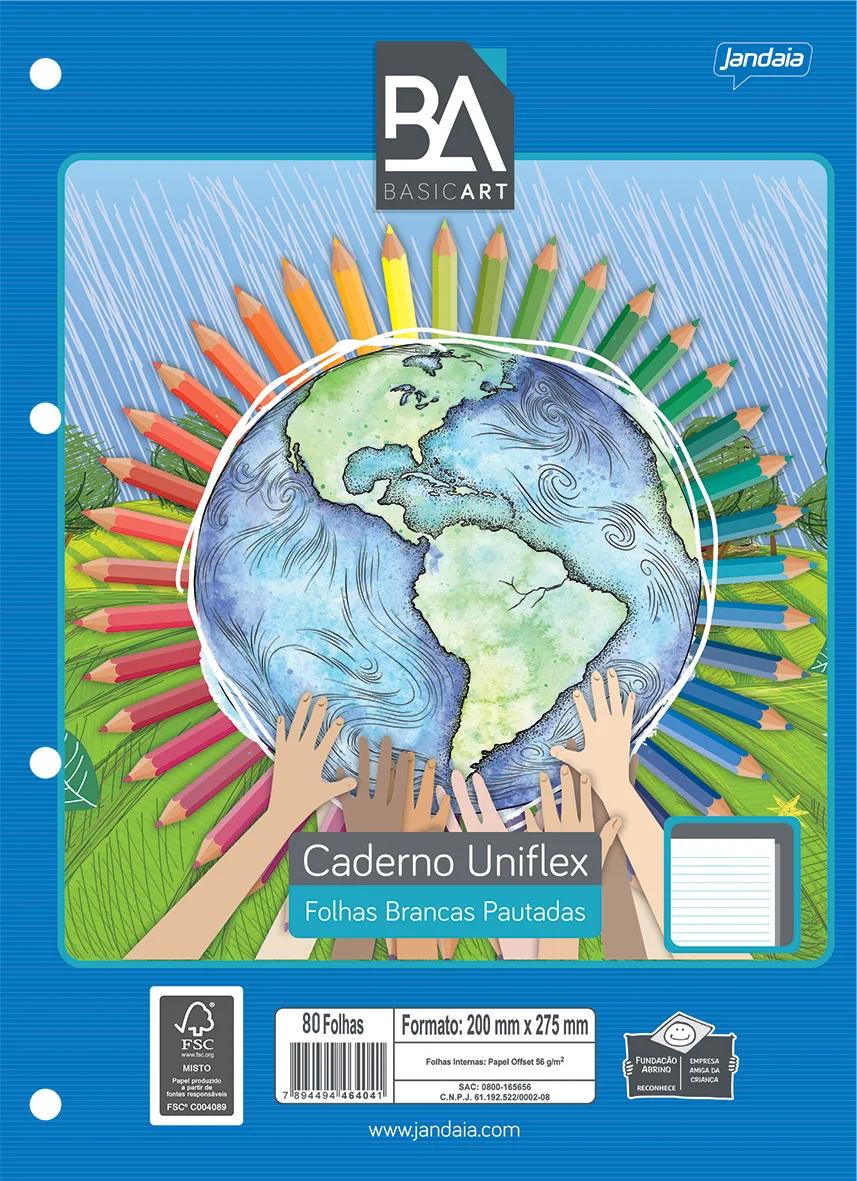 CADERNO UNIVERSITÁRIO FLEX UNIFLEX 80FLS - BASIC ART