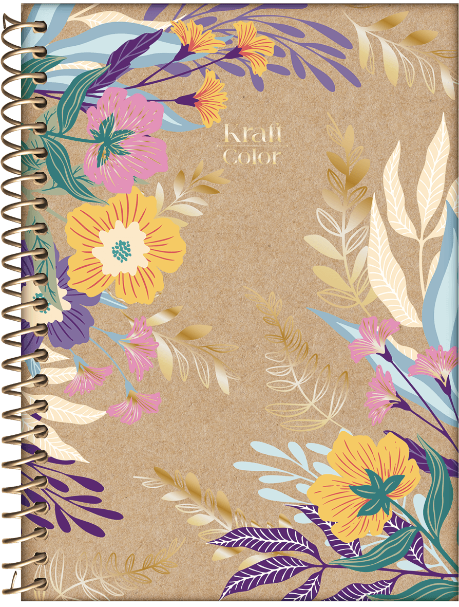 CADERNO ESPIRAL CAPA DURA 1/8 80 FOLHAS - KRAFT COLOR