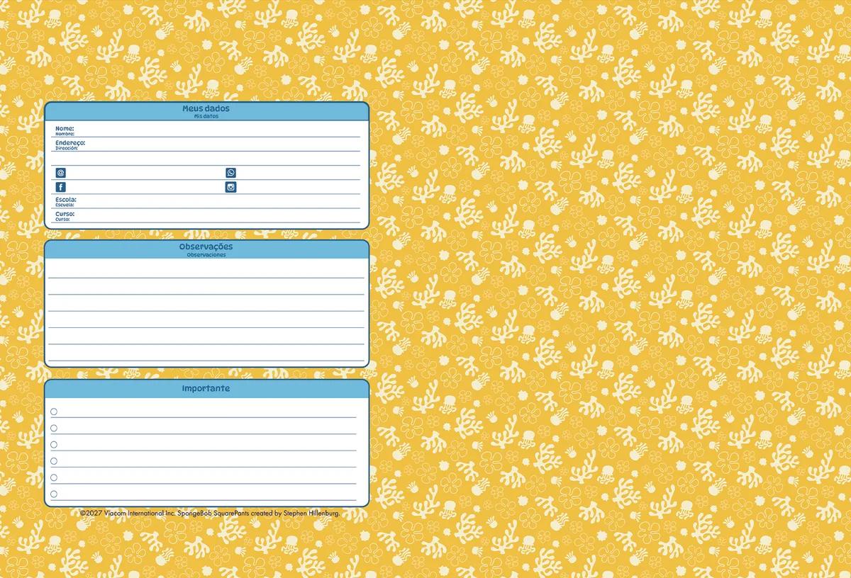 CADERNO BROCHURA CAPA DURA UNIVERSITÁRIO 80 FOLHAS - BOB ESPONJA