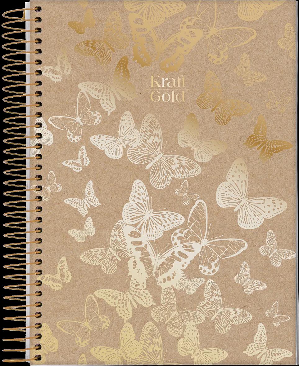 CADERNO ESPIRAL CAPA DURA 10 MATÉRIAS COLLEGE - KRAFT GOLD — miniatura 3